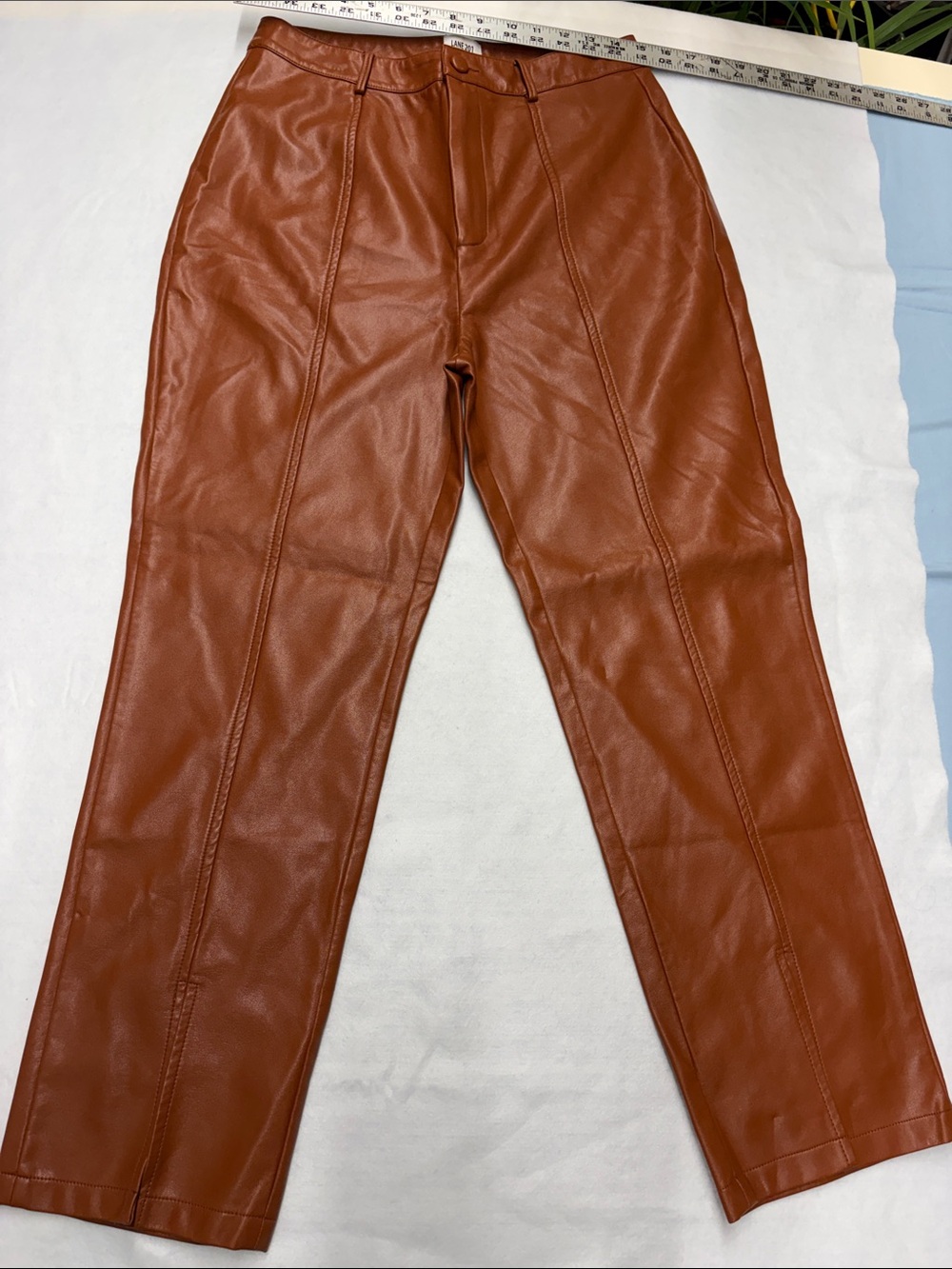 Lane 201 Bronzed Broadway Vegan Leather pants (Cognac/Terracotta) Sz L